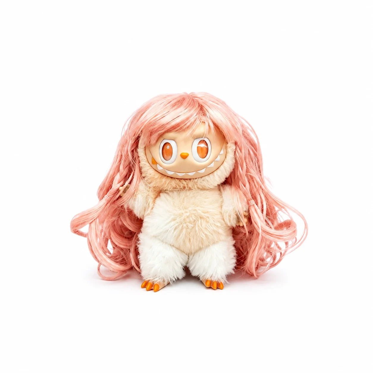 Warm Orange collectible doll wig compatible with 17cm collectible 17cm dolls, white background product image